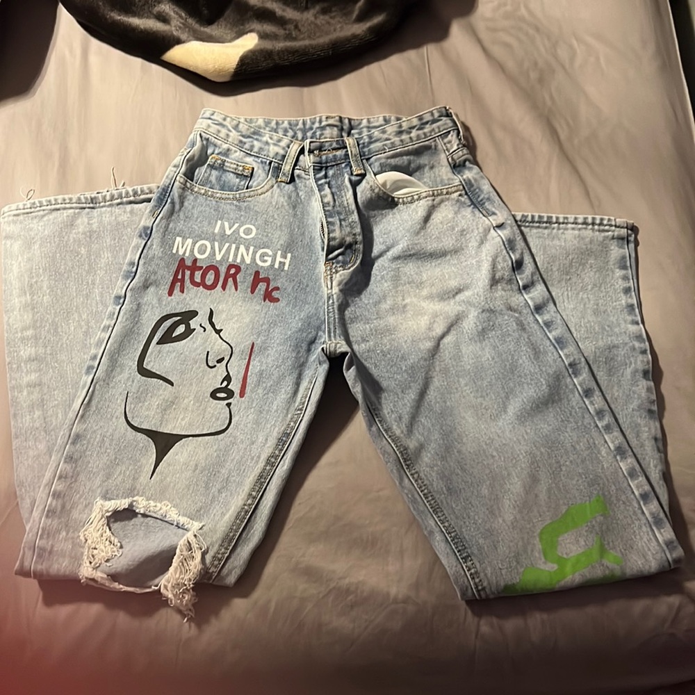 Blue Denim Jeans with rips